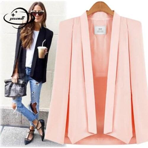 Yauamdb Women Blazer Size S-xl Spring Autumn Ladies Long Sleeve Cloak Shawls Female Solid Jacket Casual Thin Loose Coat Y74