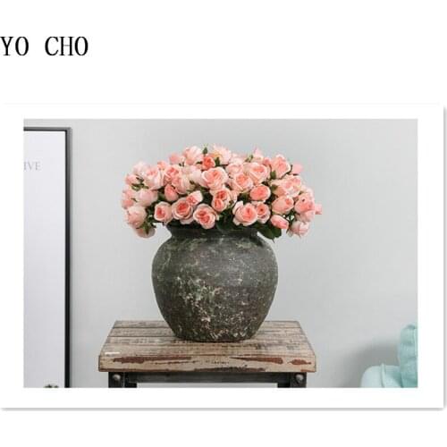YO CHO 15 Head Rose Bouquet Christmas Decoration Weeding DIY Fake Flowers Silk Flores Decoration Maison Peony Artificial Flowers