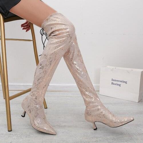 Large size elastic boots women2020 new European and American pointed fashion boots thin high heel sleeve boots embroidered boots