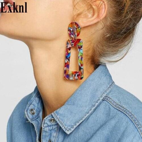 Exknl 2019 new fashion Vintage simple irregularity Drop Earrings for Women Jewelry geometric acrylic dangle Earrings wholesale
