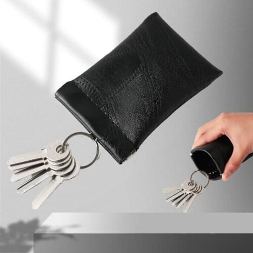 Women Leather Mini Squeeze Coin Purse Credit Card Case Earbud Cable Organizer Change Pouch Slim Front Pocket Minmalist Wallet