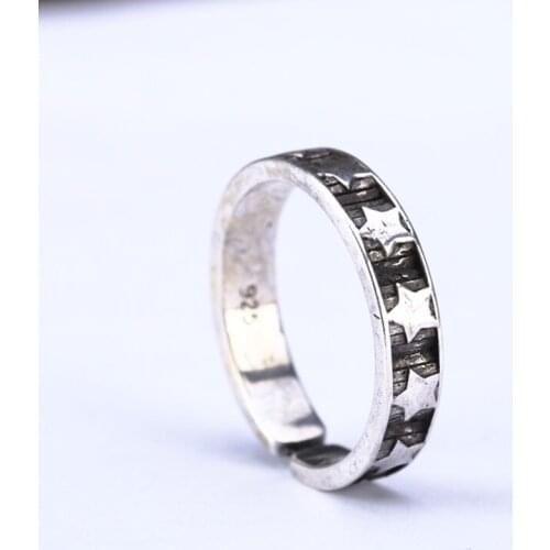 Ring For Women Females Jewelry Accessory Gift Silver-Plated Resizable Design Vintage Retro Ring 2020 New Star Pentagram Open