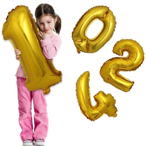 1pc 32inch Gold Silver 0-9 Numbers Aluminum Foil Balloons Wedding Birthday Party Decorative Celebration Supplies AT01