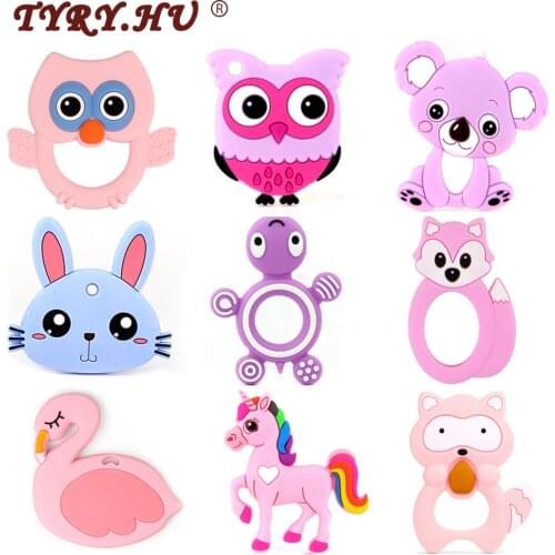 1Pcs Baby Teether Animal Koala Elephant Rabbit Owl Food Grade Silicone Baby Teething Necklace Toys DIY Childens Gifts