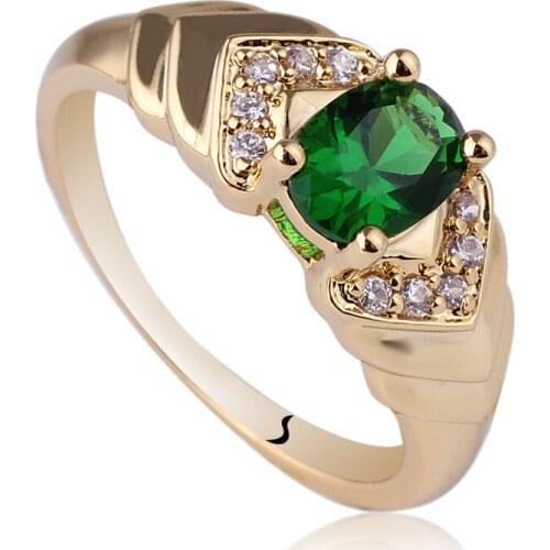 10pcs Lot Women Gold Color Ring 5x7mm Oval Stone Jewelry Assorted Order Supported R120J