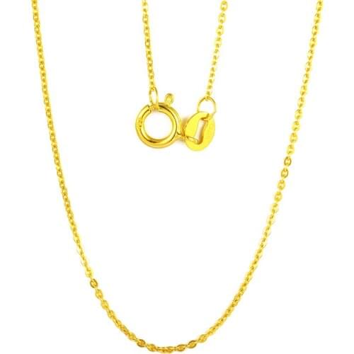 17inch Pure 18K Yellow Gold Necklace Chain Women AU750 Gold O Link Chain Necklace