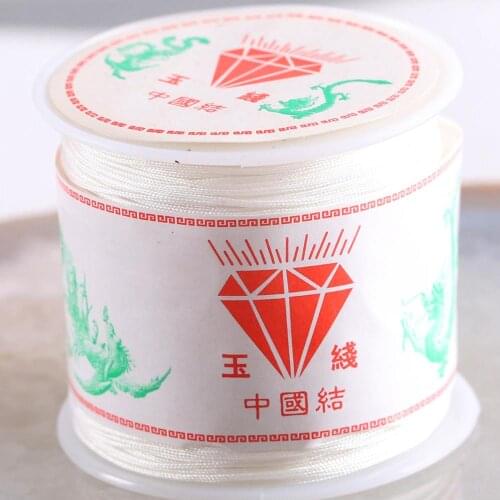 2Rolls 0.6MM Beading Nylon Cord for DIY Bracelet Jewelry Findings Making Necklace Chinese Knot Macrame White Line 50M/Roll N031