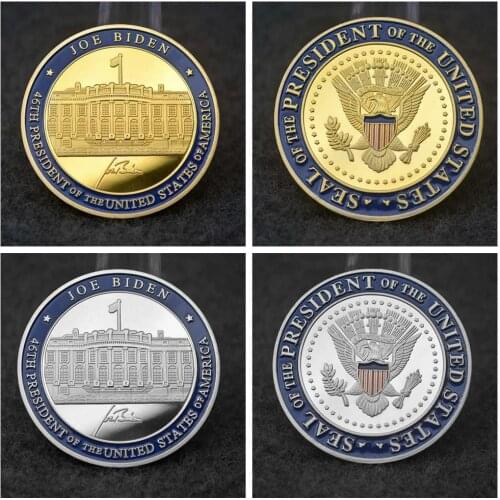 46th President Biden Signature and White House Silver Gold plating Challenge Coin