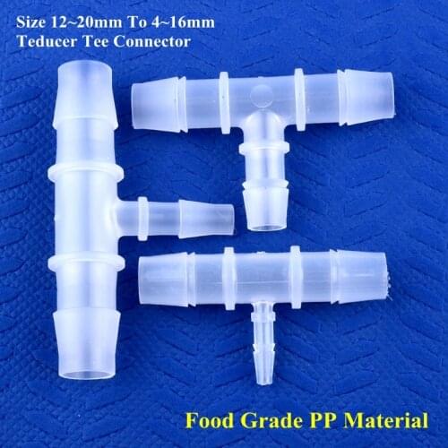 5~200pcs 12~20 To 4~16mm Reducing Tee Connector Food Grade PP Garden Irrigation Reducer Tee Aquarium Fish Tank Pagoda Hose Joint