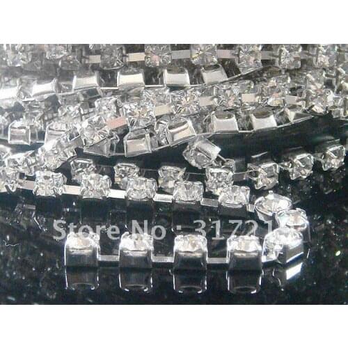 Free Shipping! SS18 20Yard Per Roll Crystal stones beads Cup Chain Crystal Color