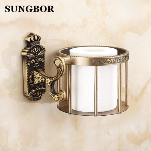 Brass antique brass paper towel rack europe style showroom shelf paper holder European toilet paper box toilet accessories