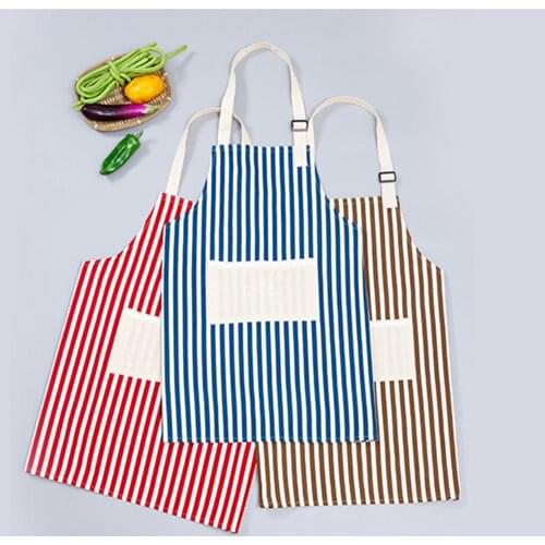 Cotton and Linen Striped Apron Breathable Light Comfortable&Soft Summer and Spring Household Cleaning Free Custom Logo