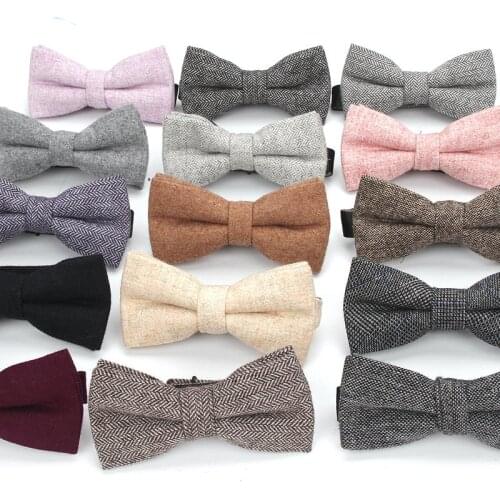 New Wool Bowties for Wedding Business Butterfly Solid Plaid Bow Tie For Men Woolen Cravat England Style Stripe Bow Tie Butterfly