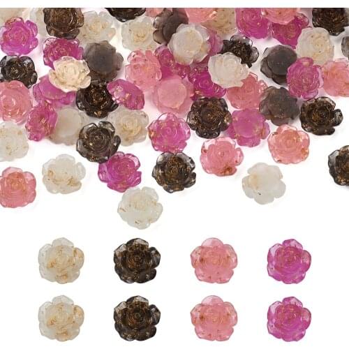 80pcs/set Flatback Flower Resin Cabochons For Scrapbooking Cameo Craft DIY Phone Nails Jewelry Decoration Accessories