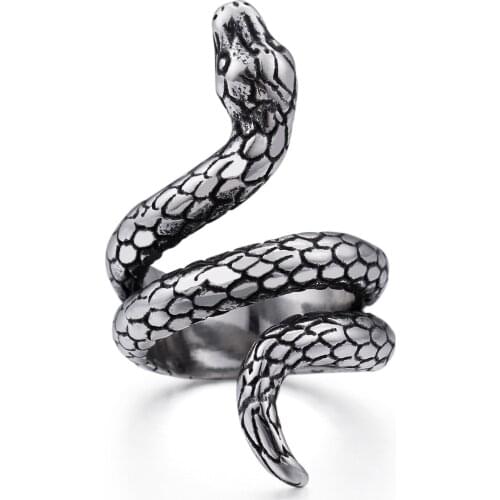 New Retro Animal Snake Ring Stainless Steel Ring Mens Women Punk Rings Jewelry Lovers Gift