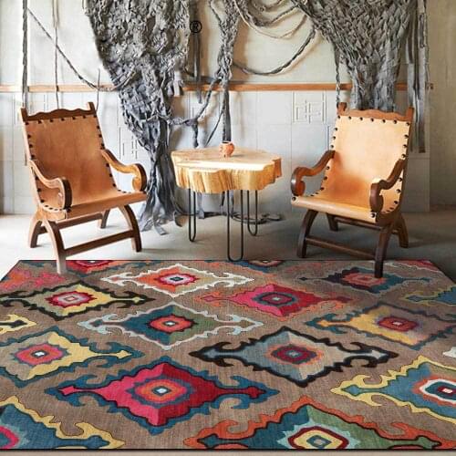Morocco Style Livingroom Carpet and Rug Retro Geometric Print Bedroom Bedside Non-Slip Floor Mat Kitchen Hallway Bathroom Tapete