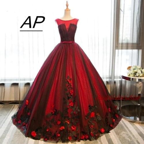Angelsbridep Red Ball Gown Quinceanera Dresses 2021 For 15 Party Formal 3D Flower Tulle Sweet 16 Masquerade Princess Vestidos