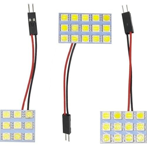 1X 12 36 48 SMD 2835 LED Auto Dome Panel Light Car Interior Reading Lamp Roof Bulb With T10 W5W BA9S C5W Festoon 3 Adapter Base