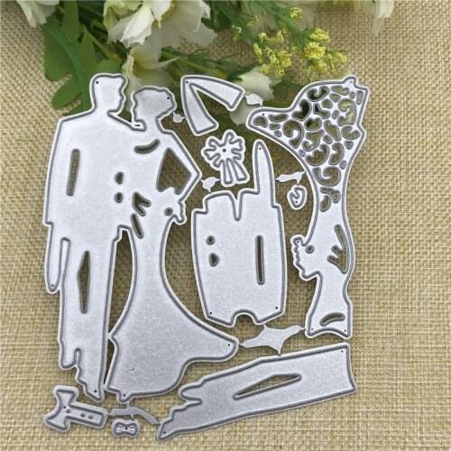 Bride Groom Wedding Dress Shape Metal Cutting Dies Stencils for DIY Scrapbooking Decorative Embossing Paper Cards Craft Dies