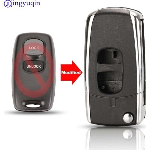Jingyuqin Modified 2 Buttons Car Key Shell Cover for Mazda 2 3 6 323 626 Folding Flid Key Case
