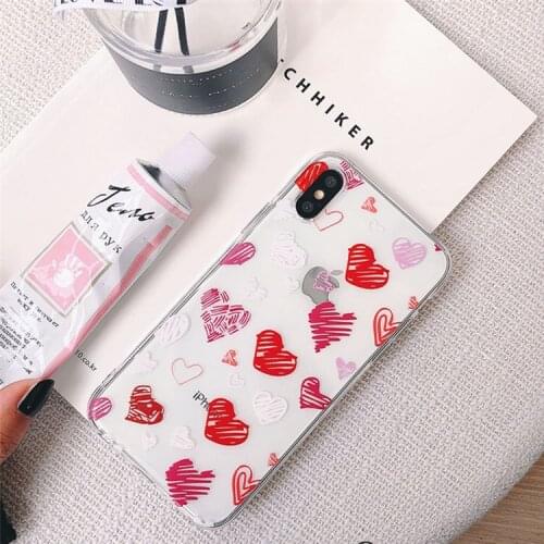Transparent Silicon Case on For iPhone X XS 7 6 6s 8 Plus X XR XS MAX XS Cartoon Love Heart Stars Soft TPU Cover Case
