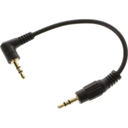 OOTDTY 10cm Auto Car Right Angle Male To Male 3.5mm Aux Jack Speaker Audio CableAdapter-m15