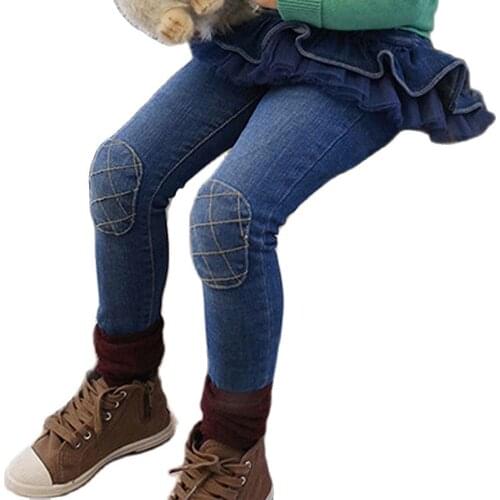2-10T Girls Clothes Girl Pants Autumn Winter Tutu Skirt Jeans Leggings Kids Denim Trousers Fleece Warm Outfits Children Clothing