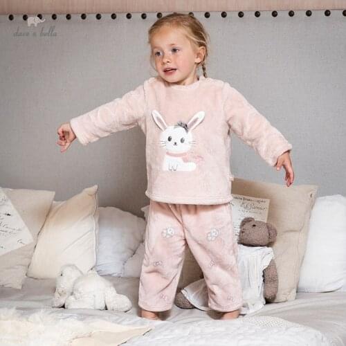 DBJ18313 dave bella winter baby unisex fashion cartoon pajamas newborn baby underwear casual sleepwear 2 pcs suit