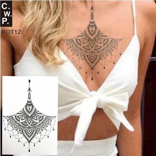 ROT12 1 PIECE Waist or Under Breast Classic Henna Style Flower Waterproof Temporary Tattoo Body Art