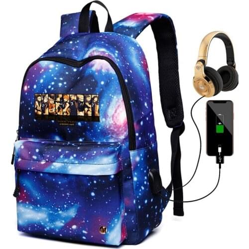 Unisex School Bookbags Haikyuu Anime 3D Printed USB Charger Backpack Men Women Daily Bag Outdoor Sport Bagpack for Teens