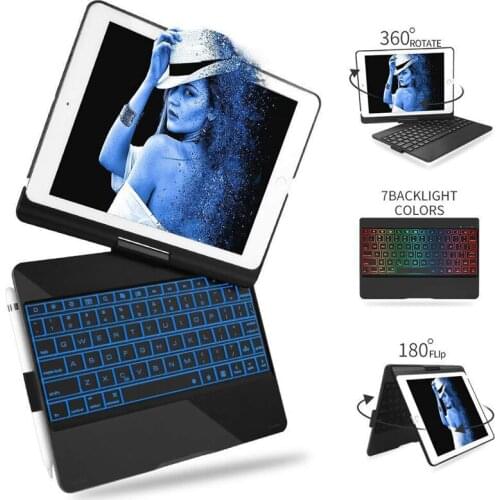 360° Smart Case for iPad 10.2 7th Generation Shockproof Business ABS Cover with Bluetooth Keyboard for iPad 10.2'' 2019