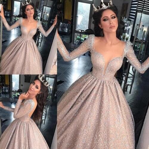 Vintage Long Sleeve Prom Dresses 2019 Scoop Neck Lace Evening Gowns Floor Length Formal Party Dress