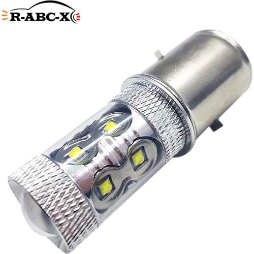 RUIANDSION 1 Pcs BA20S Moped Head Light Scooter Headlamp Motorcycle Led Bulb 50W 6000K Non Polar 800Lm 10V-80V 12V 24V 50V 60V