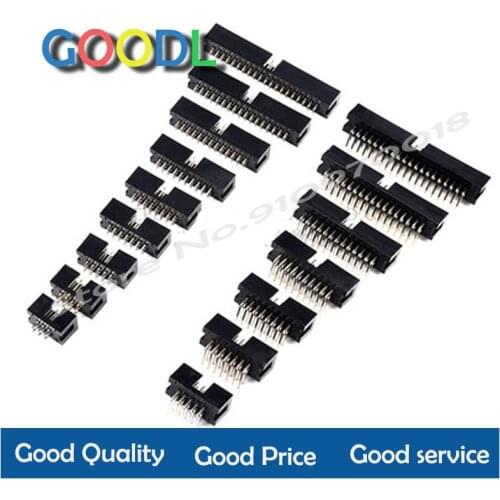 10PCS Pitch 2.54mm DC3 6/8/10/14/16/20/26/30/34/40/50 Pin 2x3/4/5/7/13Pin Straight Male Shrouded PCB IDC Socket Box Header JTAG