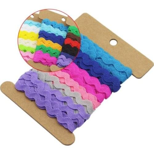 2 Rolls 5mm Colorful Wave Bending Zig-Zag Braid Woven Trim Polyester Ribbons for Sewing Gift Packaging Craft Decoration