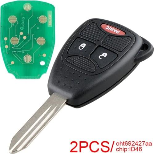 2pcs + 1 Buttons Auto Car Remote Key Fob Replacement with Uncut Blade and ID46 Chip OHT692427AA Fits for Chrysler Car Vehicles