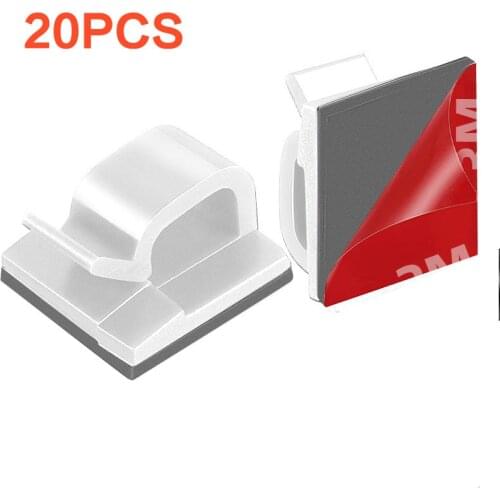 20pcs Cable Organizer Wire Winder Clips Cord Holder Telephone ABS Cable Management For iPhone Samsung USB Mouse Headphone Cable