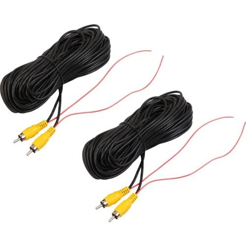20ft RCA Cable for Car Reverse Reversing Rear View Parking Camera Video Cable with Red Detection Wire Trigger Lead, Pack of 2