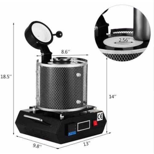 220V Automatic 2kg Melting Furnace Silver & Gold Pour Bar with Graphite Crucible