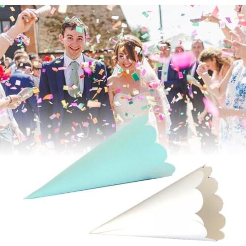 50pcs Laser Cut Wavy Lace Laying Candy Wedding Party Favors Confetti Cones Paper Cone Decoration Supplies Gifts