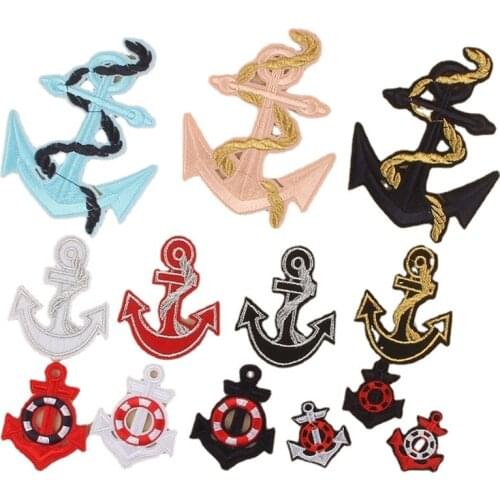 50pcs/lot Vintage Embroidery Patches Sailing Anchor Clothing Decoration Sewing Accessories Diy Iron Heat Transfer Applique