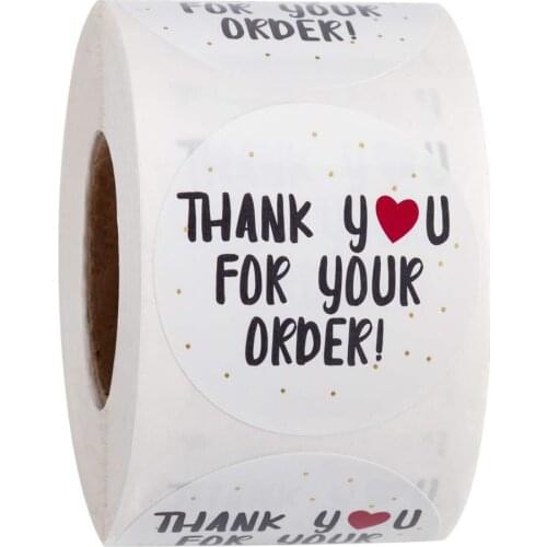 500pcs/roll Thank You Stickers Handmade Sticker Circle Stationery Thank You for Your Order Seal Labels Thank You Sticker