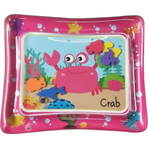 60x50cm Cartoon Crab Inflatable Baby Water Play Pad Leakproof Tummy Time Mat