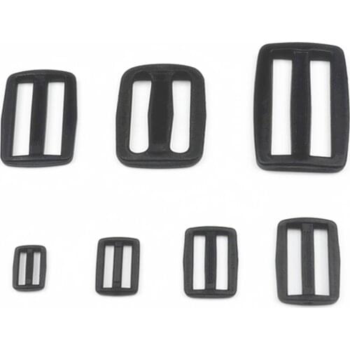 Backpack strap accessories 10 pieces of black plastic webbing adjustment buckle curve slider three slide adjustment buckle campi