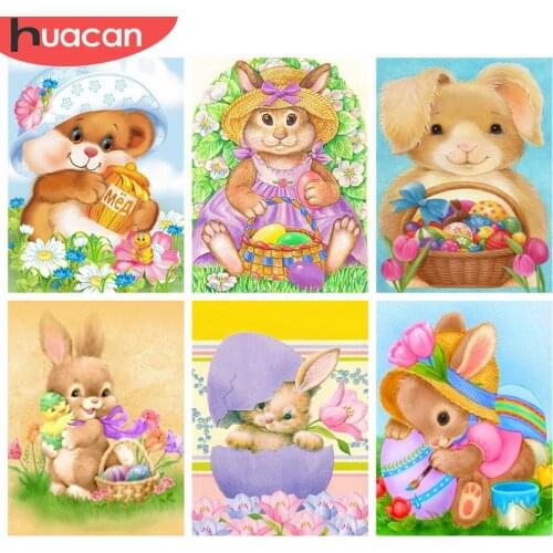 HUACAN 5D DIY Diamond Painting New Easter Cartoon Diamond Embroidery Cross Stitch Animal Rabbit Mosaic Wall Art