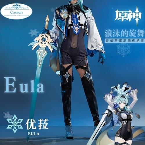 Anime! Genshin Impact EuLa Inheritor Game Suit Lovely Uniform Cosplay Costume Halloween Party Outfit Full Set For Women 2021 NEW