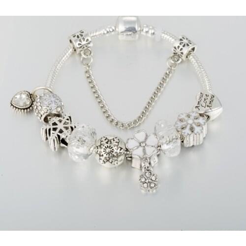 ANNAPAER Fashion Bracelet Bead With Snowflake Charm Bracelet Beautiful Variety DIY Jewelry Pulseras Mujer Gift for Women B19071