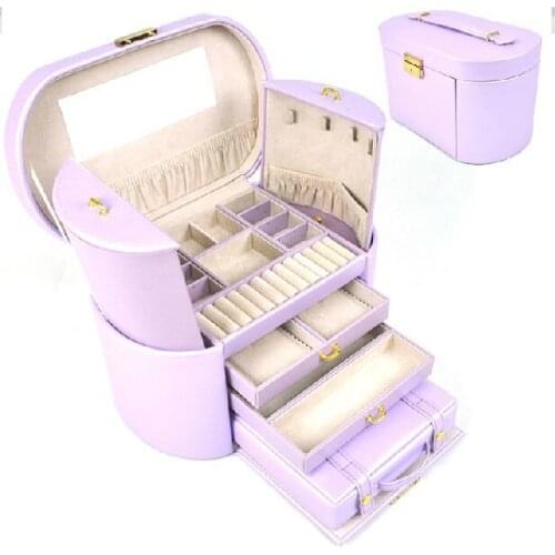 Free shipping with independent small bag earrings necklaces pendants purple jewelry holder Elliptic 4 floor space jewelry box