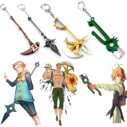 2021 Anime The Seven Deadly Sins Chain keychain for Women Men Meliodas Dragon Tattoos Badge key rings key chain Jewelry Gift