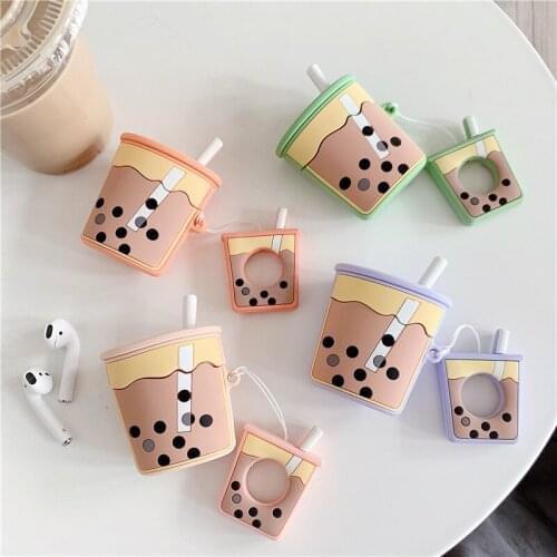 For Airpods Pro 3D Cute Cartoon Pearl Milk Bubble Tea Cup Drink Bottle Case for Apple Airpods 3 2 1 Wireless Earphone Cover Box
